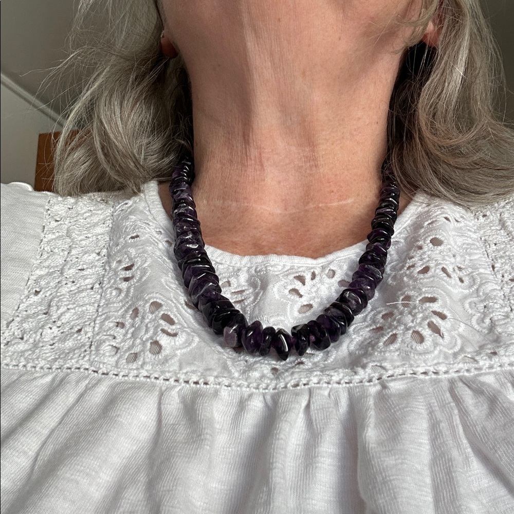 Purple Amethyst Beaded Necklace and Amethyst Bracelet Set